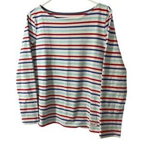 New Talbots Shirt Womens Med Multi Color Striped Effortless Jersey Knit LS Top